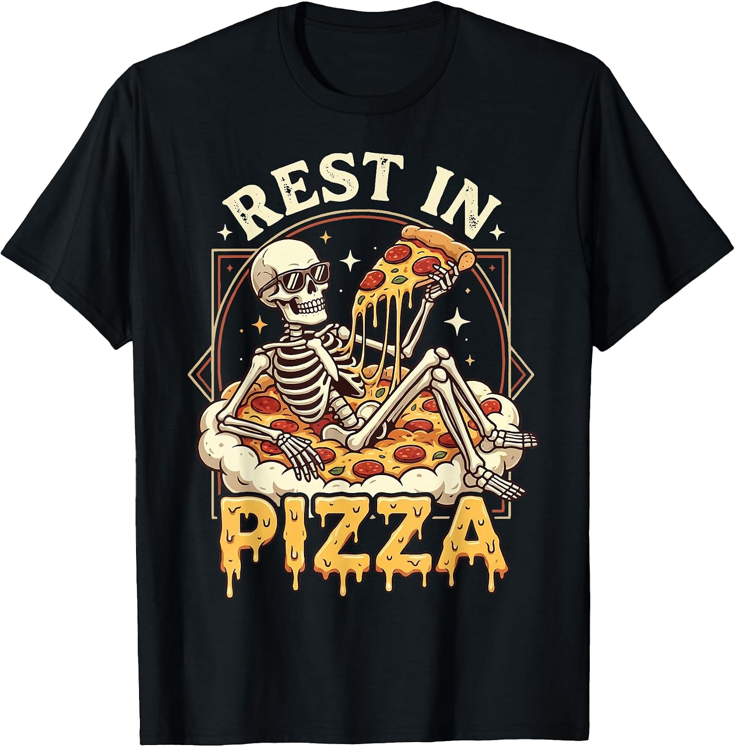 RIP Pizza Lover Foodie Skeleton - Adult & Kids T-Shirts, Sweatshirts & Hoodies apparel design preview 1