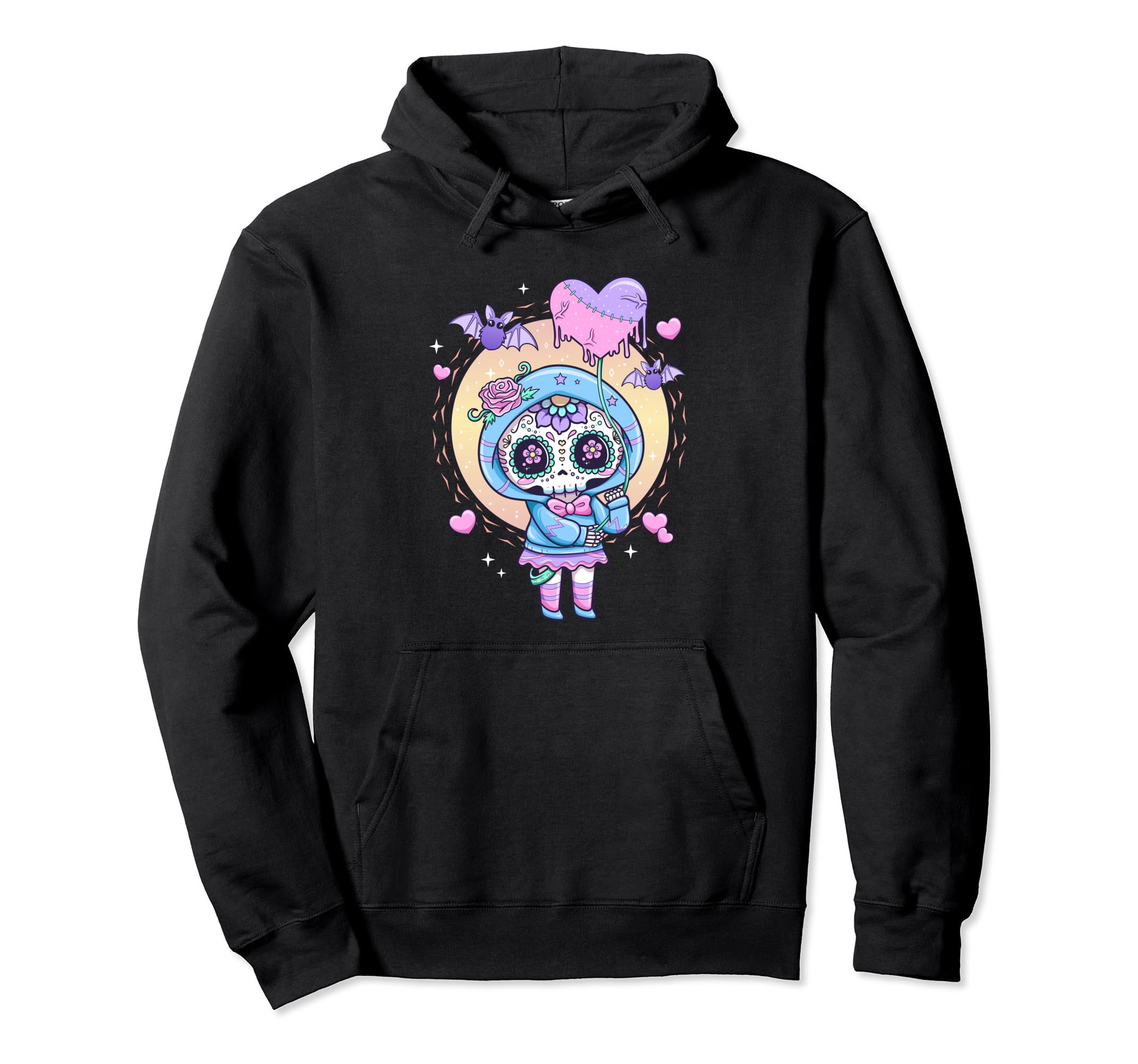 Kawaii Pastel Goth Creepy Sugar Skull Hoodie - Novelty Apparel Men Women - T-Shirt, Sweatshirt, Hoodie