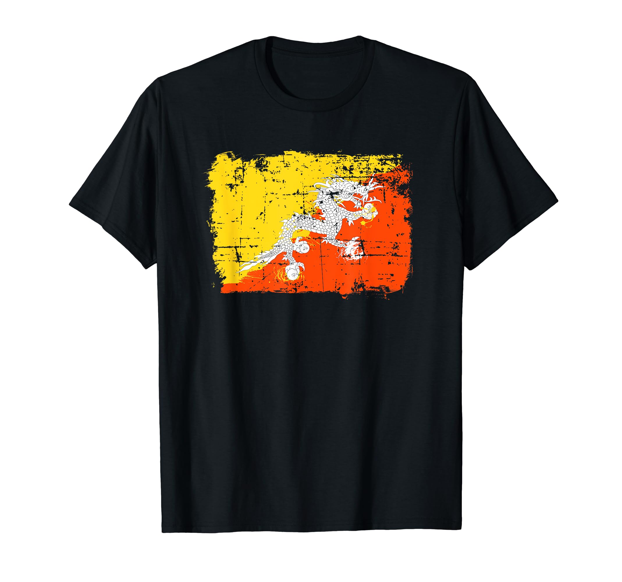 Bhutan Flag Distressed T-Shirt - Novelty Apparel for Adults - T-Shirt, Sweatshirt, Hoodie