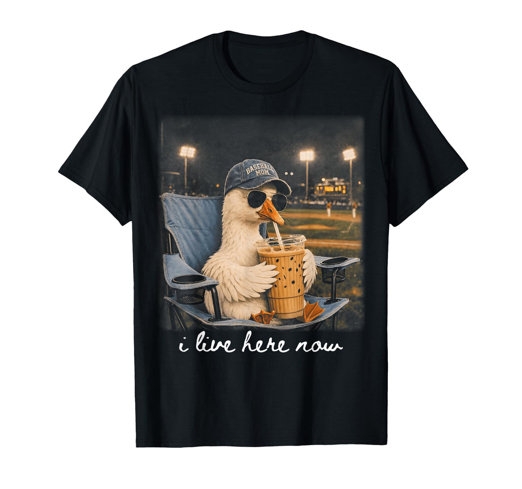 Funny Goose Baseball Mom Iced Coffee I Live T-Shirt - Graphic Print Unisex - T-Shirt, Sweatshirt, Hoodie