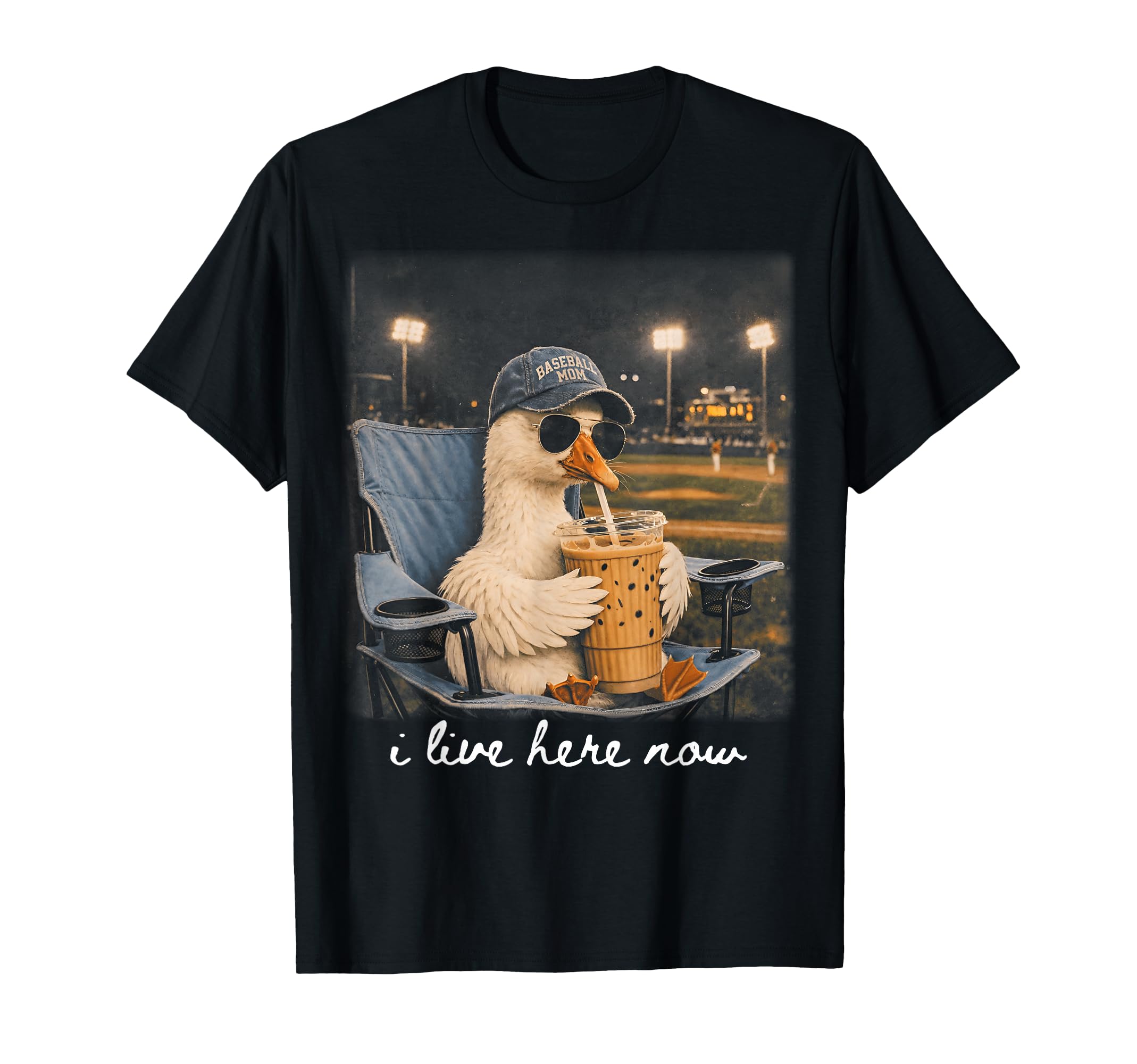 Funny Goose Baseball Mom Iced Coffee I Live T-Shirt - Graphic Print Unisex - T-Shirt, Sweatshirt, Hoodie