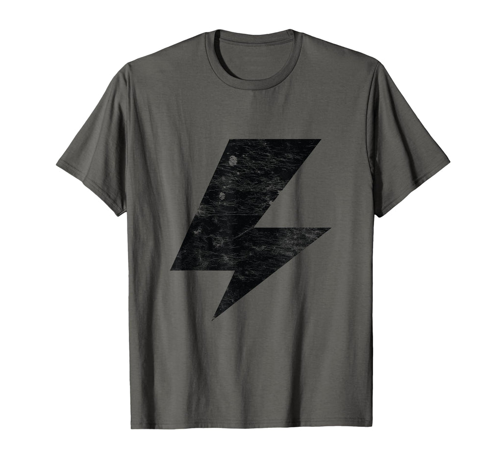 Lightning Bolt Black Distressed T-Shirt - Fun Novelty Design Men Women - T-Shirt, Sweatshirt, Hoodie