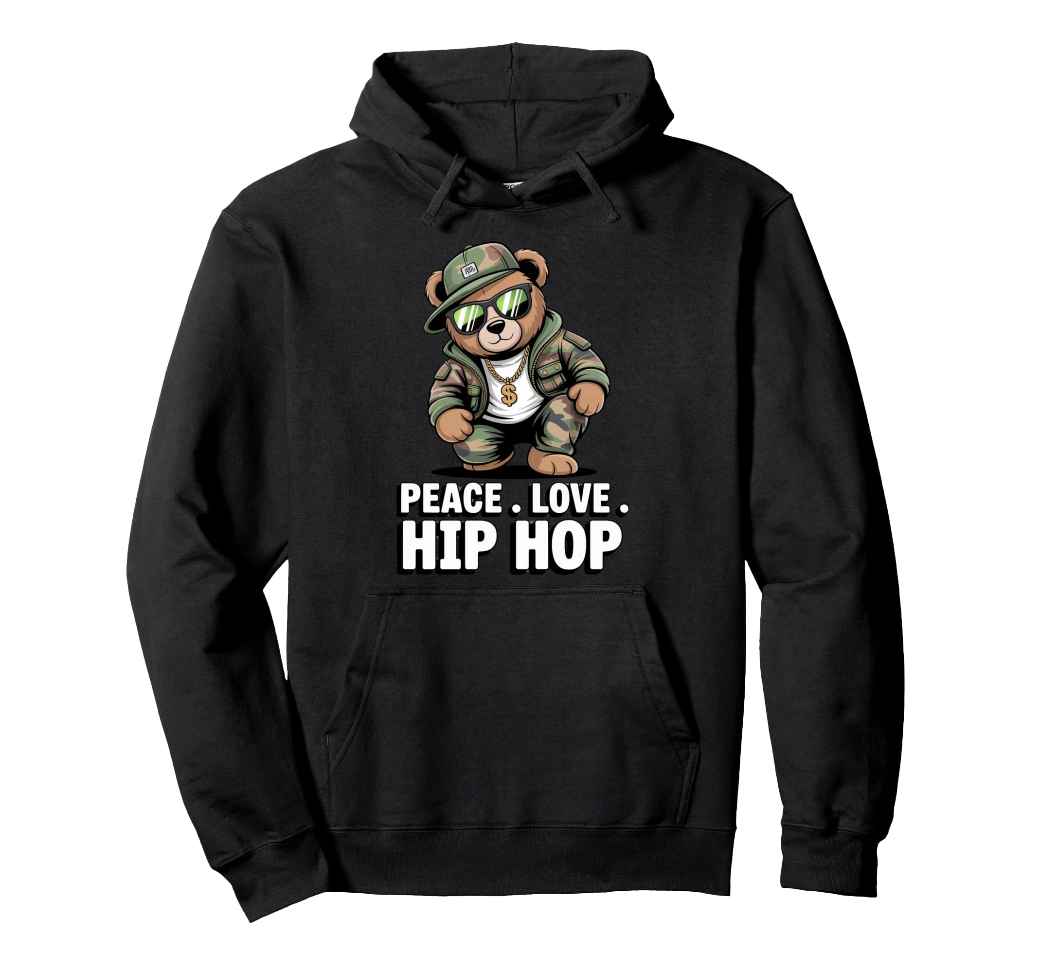 Camouflage Rapper Teddy Bear Camo 80S Hoodie - Custom Art Print for Adults - T-Shirt, Sweatshirt, Hoodie