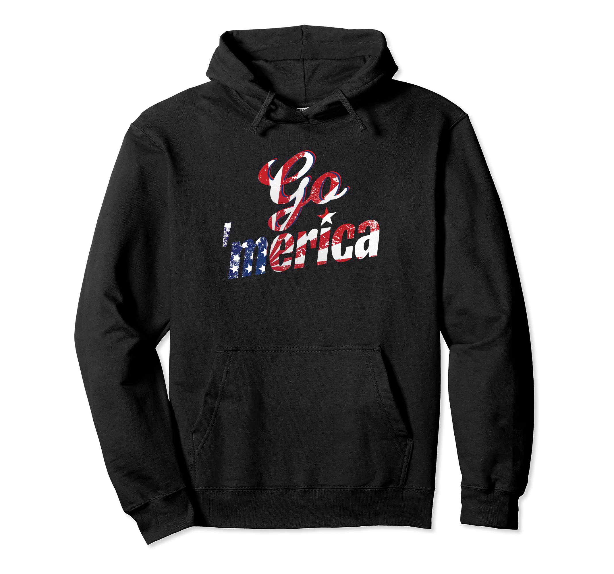 Go Merica Distressed Patriots Hoodie - Novelty Apparel Unisex - T-Shirt, Sweatshirt, Hoodie