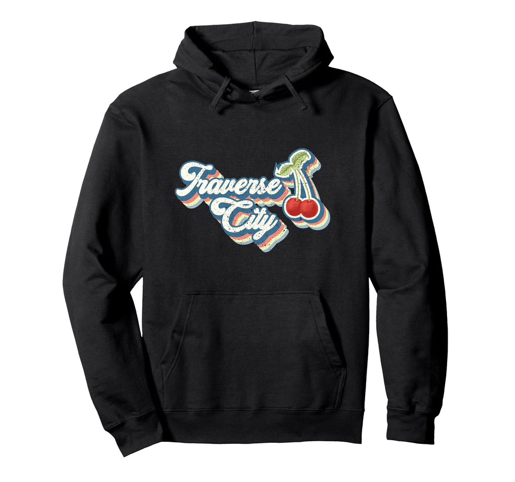 Traverse City 70S 80S Typography And Red Hoodie - Unique Graphic Men Women - T-Shirt, Sweatshirt, Hoodie
