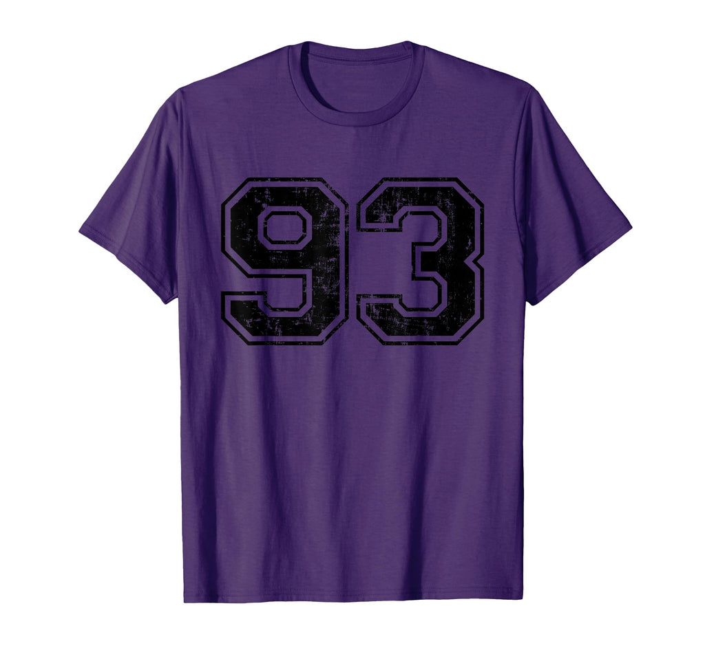 Number 93 Varsity Distressed Sport Team T-Shirt - Graphic Print Men Women - T-Shirt, Sweatshirt, Hoodie