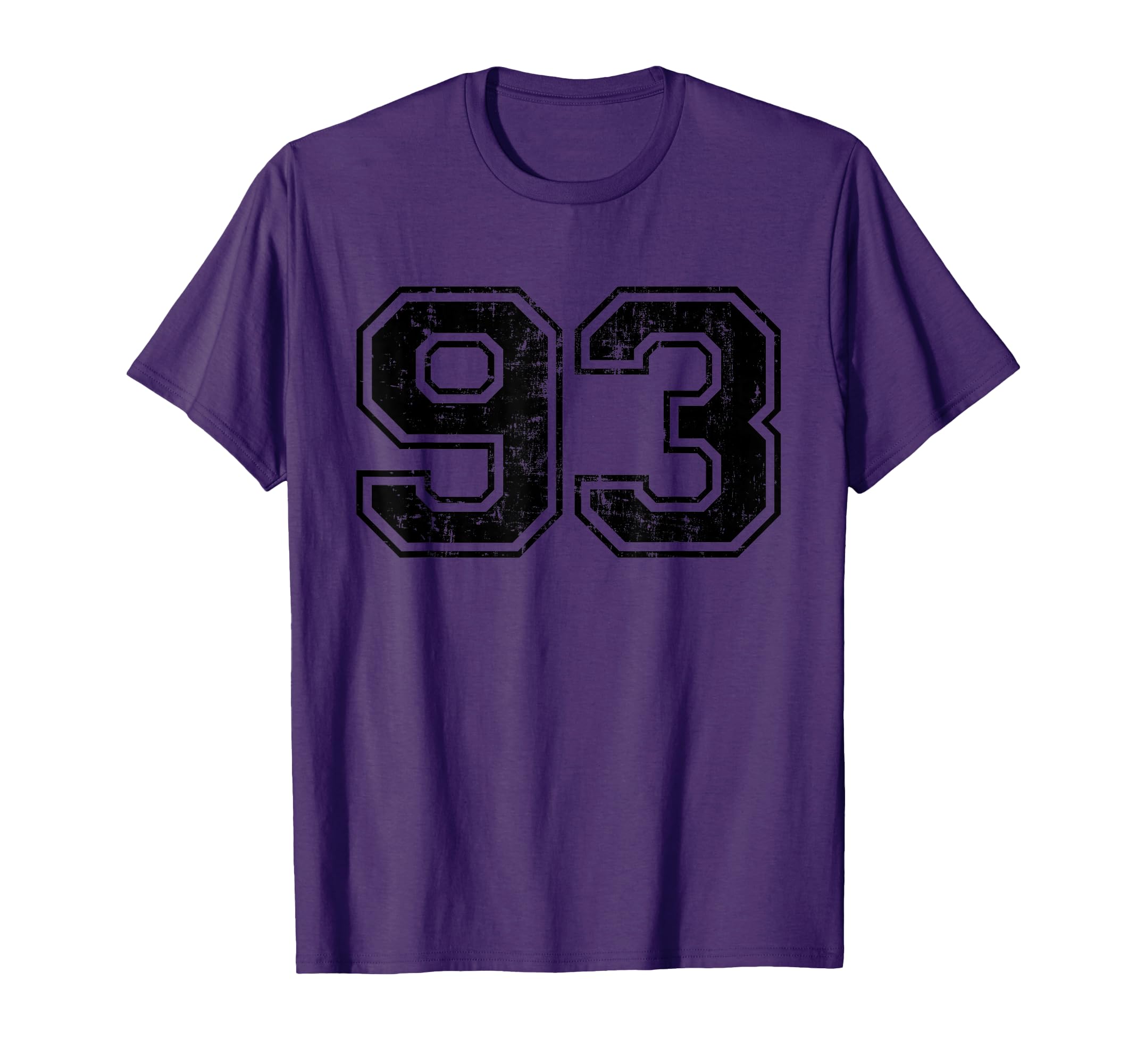 Number 93 Varsity Distressed Sport Team T-Shirt - Graphic Print Men Women - T-Shirt, Sweatshirt, Hoodie
