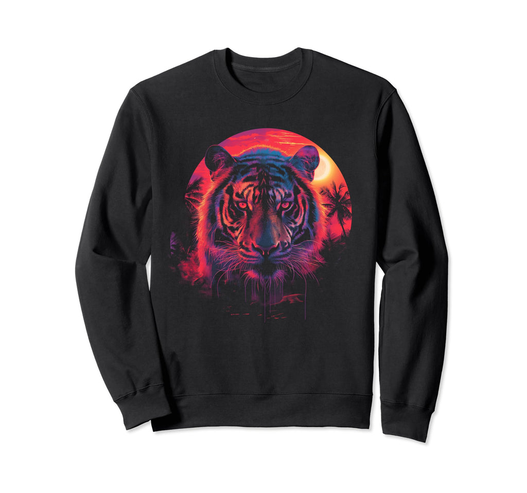 Tiger Vaporwave Aesthetic Synthwave Sweatshirt - Novelty Apparel Unisex - T-Shirt, Sweatshirt, Hoodie