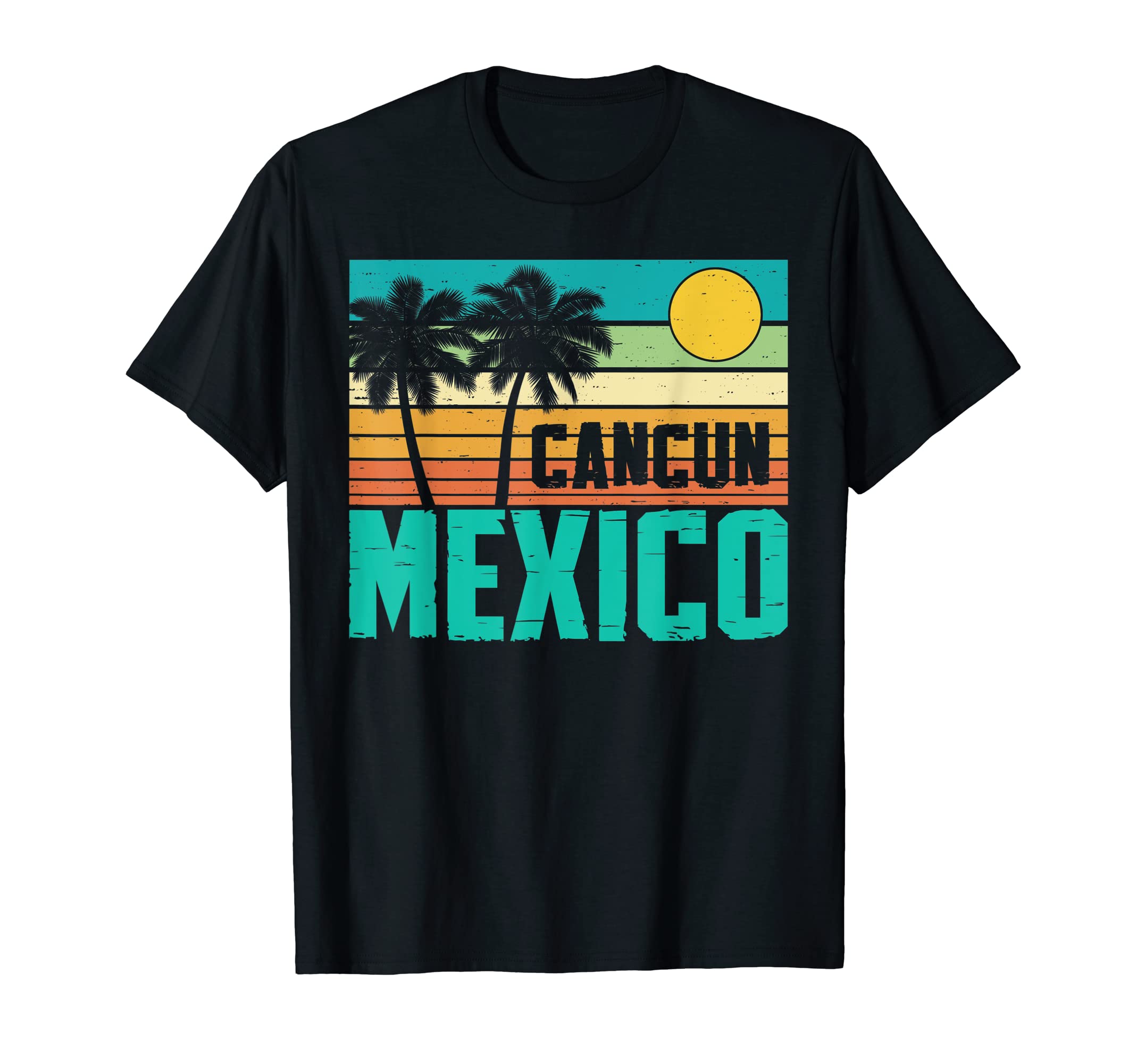 Cancun Mexico Beach Sunset Palm Trees T-Shirt - Custom Art Print Unisex - T-Shirt, Sweatshirt, Hoodie