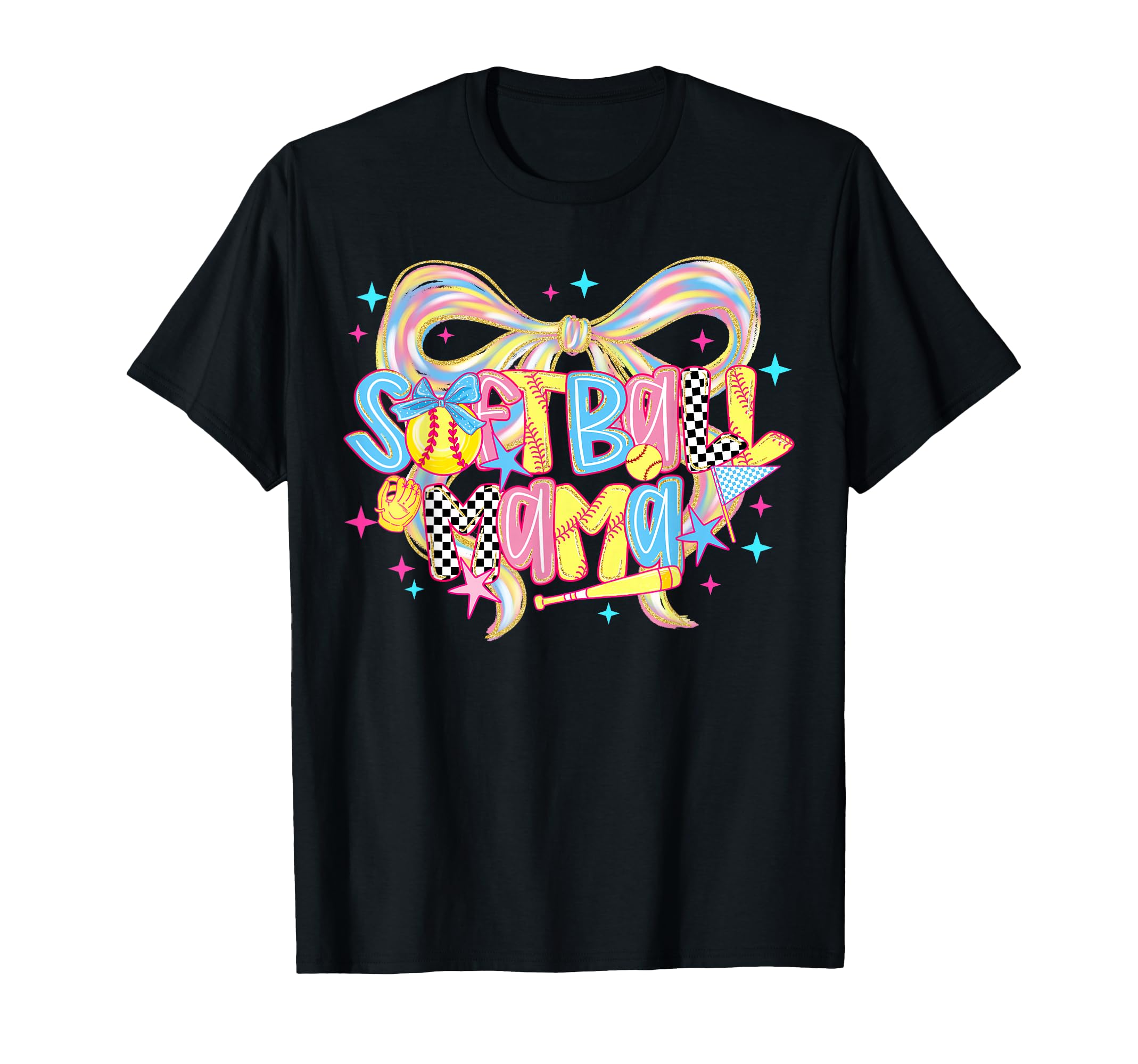 Softball Mama Coquette Bow Game T-Shirt - Fun Novelty Design for Adults - T-Shirt, Sweatshirt, Hoodie