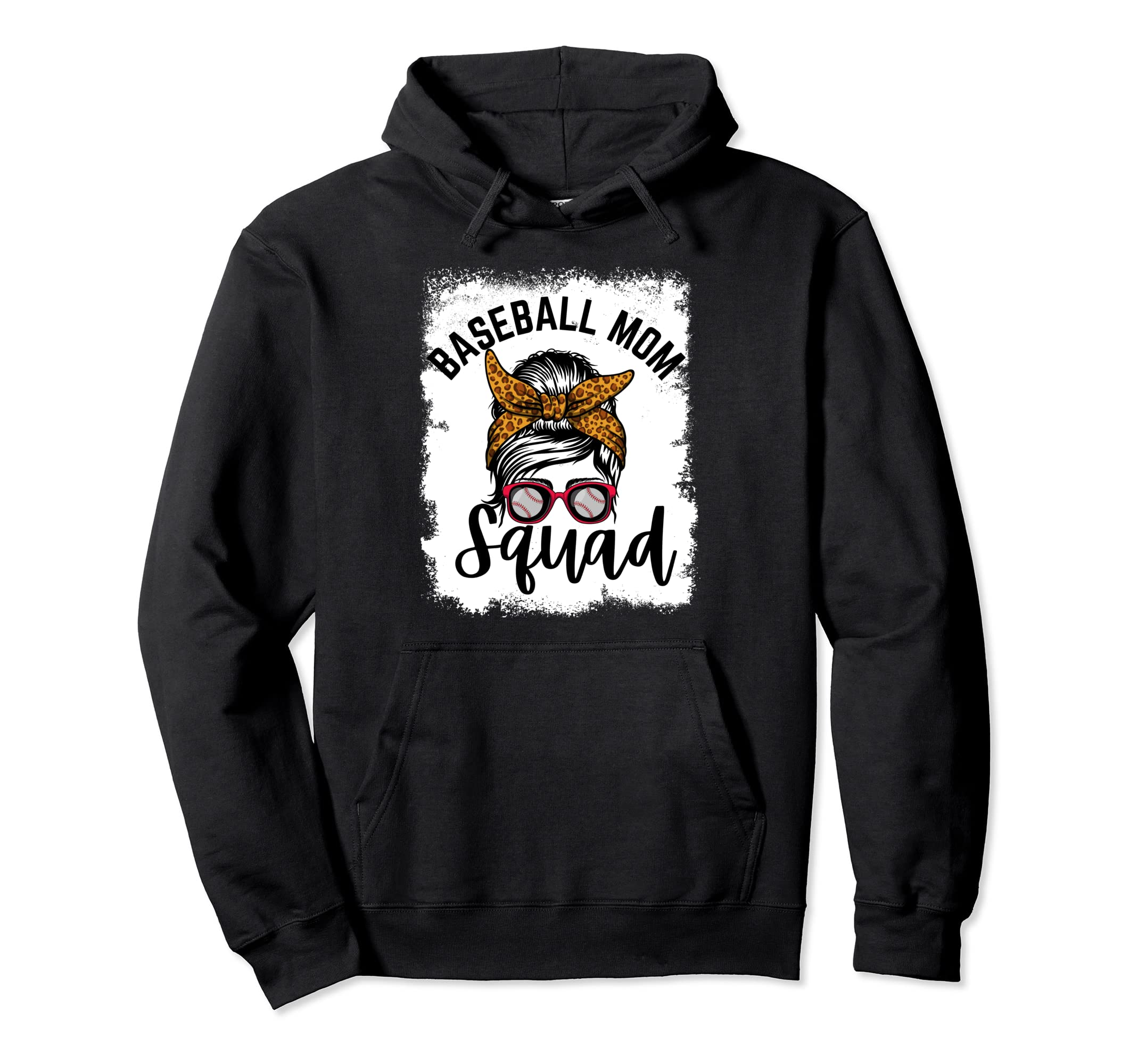 Stylish Leopard Messy Bun Baseball Hoodie - Fun Novelty Design Men Women - T-Shirt, Sweatshirt, Hoodie