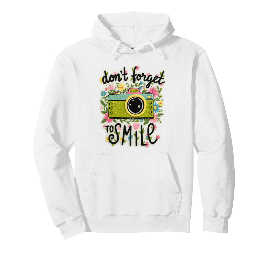 Camera Flowers Remember To Smile Hoodie - Trendy Graphic Unisex - T-Shirt, Sweatshirt, Hoodie