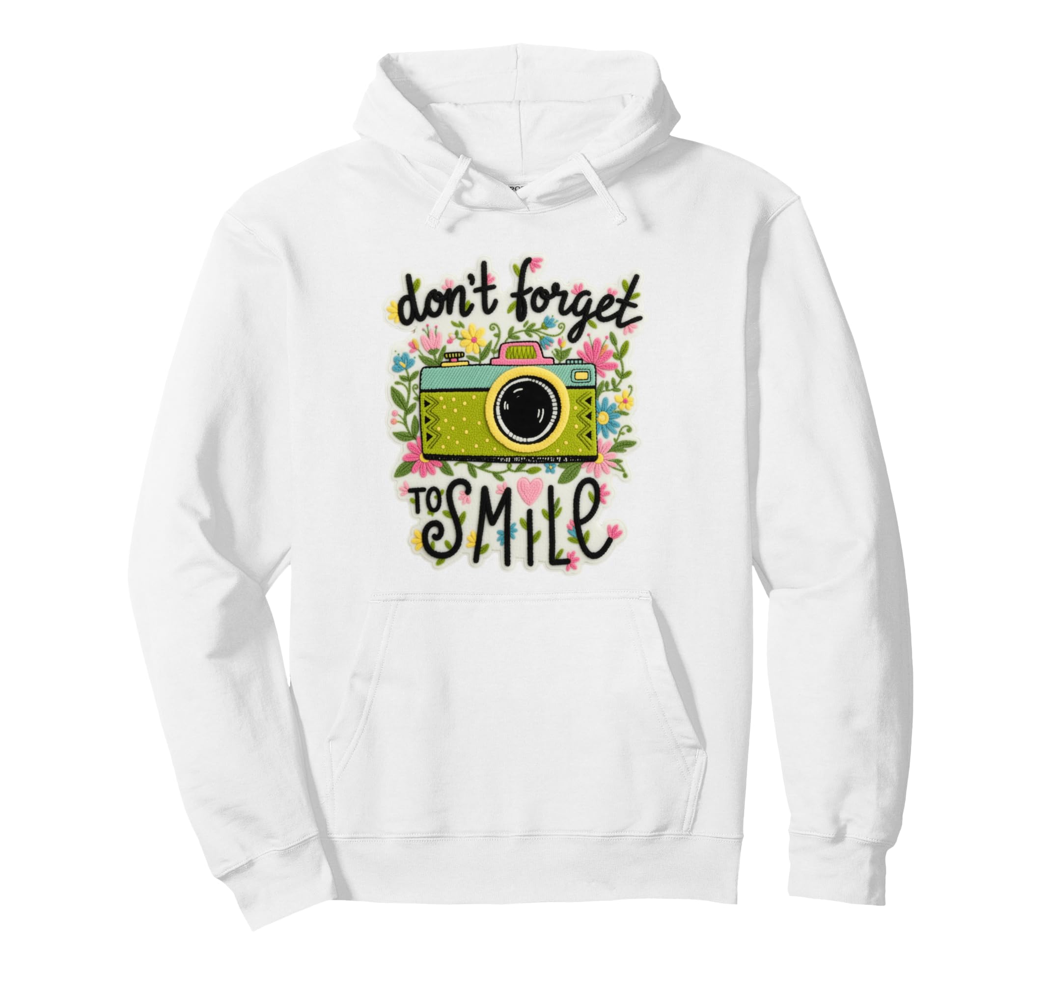 Camera Flowers Remember To Smile Hoodie - Trendy Graphic Unisex - T-Shirt, Sweatshirt, Hoodie