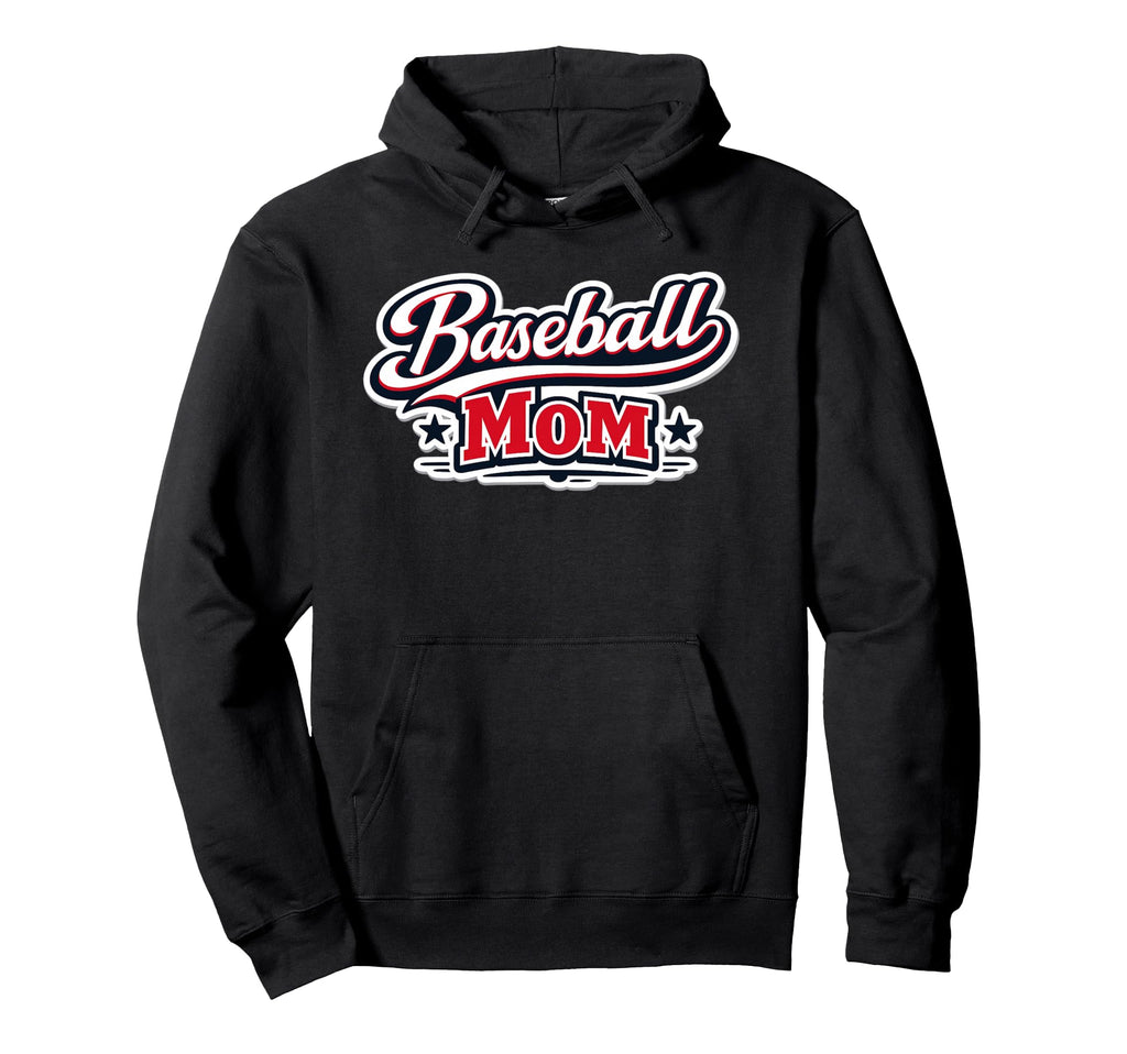 Baseball Mom Script Red White Blue Hoodie - Unique Graphic for Adults - T-Shirt, Sweatshirt, Hoodie