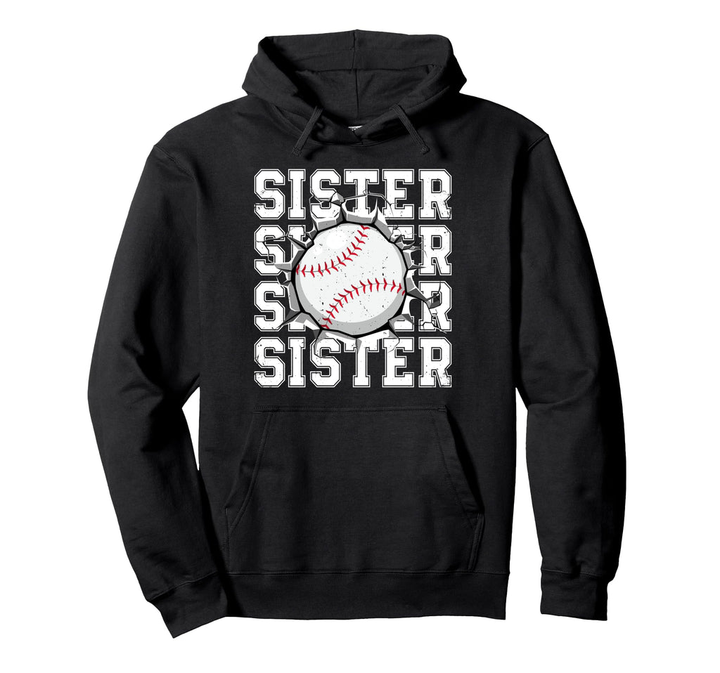 Baseball Sister Cracked Wall Family Hoodie - Minimalist Print for Adults - T-Shirt, Sweatshirt, Hoodie