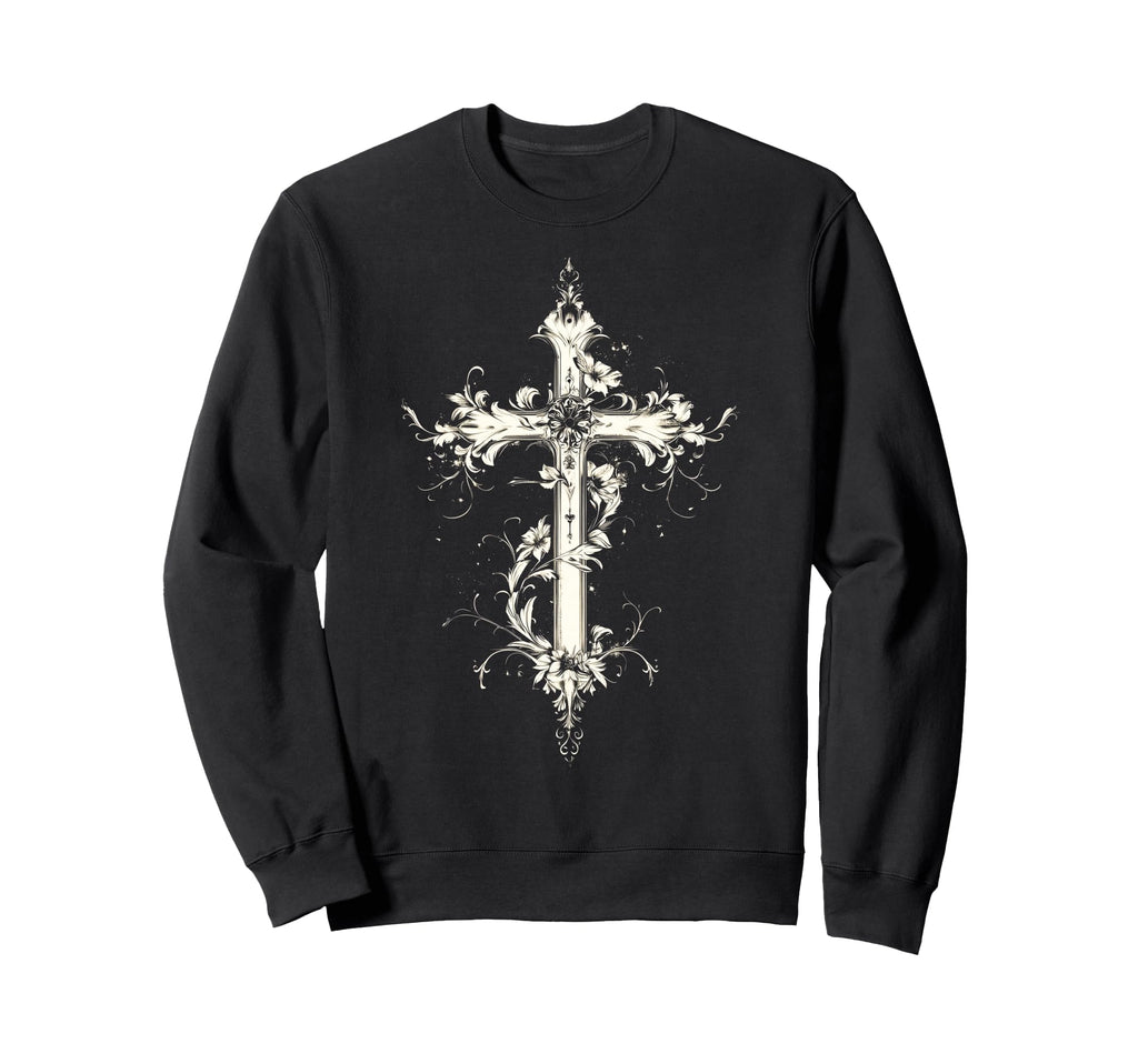 Gothic Cross Grunge Aesthetic Y2K Sweatshirt - Streetwear Style for Adults - T-Shirt, Sweatshirt, Hoodie
