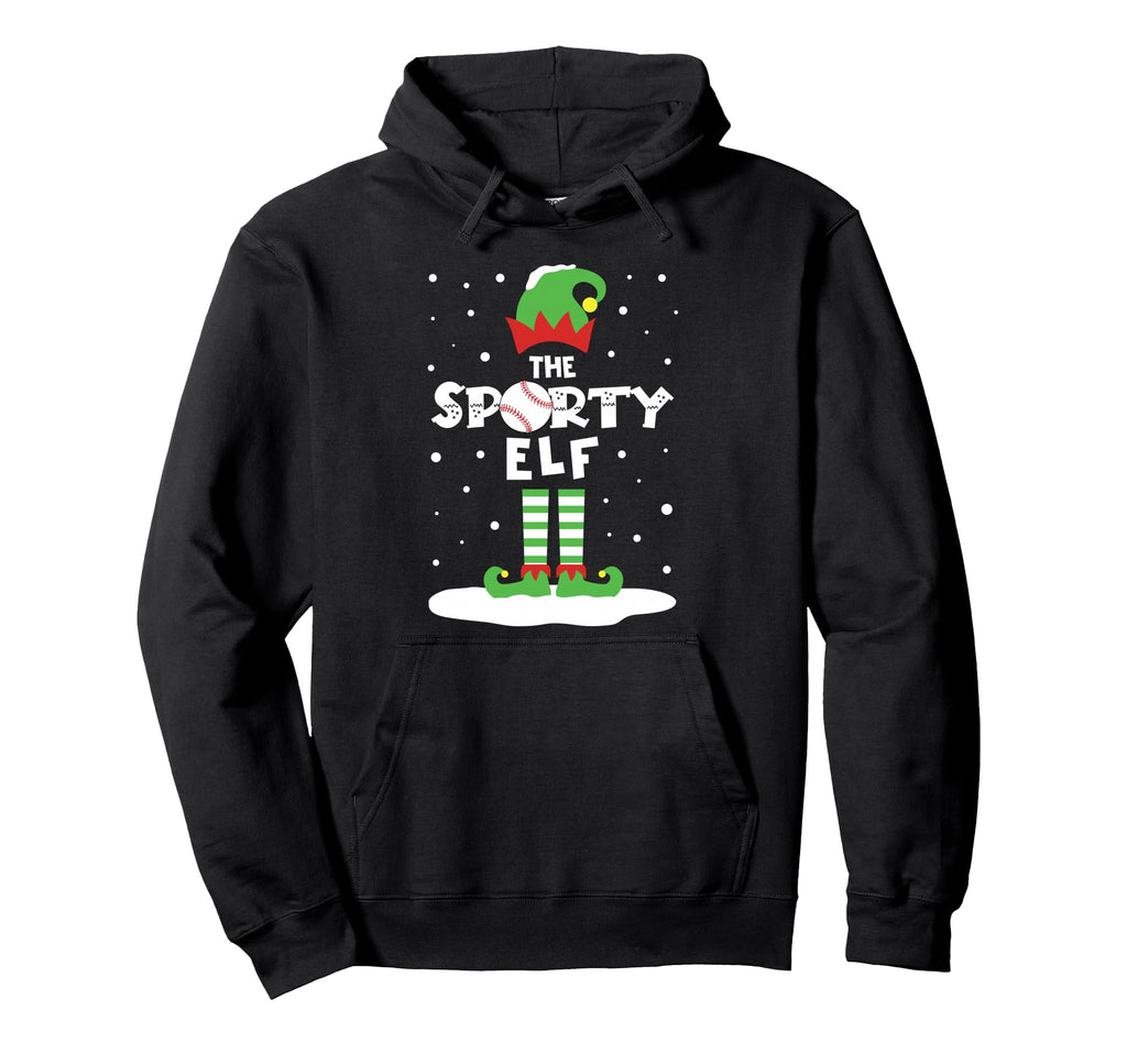 Sporty Baseball Elf Matching Family Holiday Hoodie - Unique Graphic Unisex - T-Shirt, Sweatshirt, Hoodie