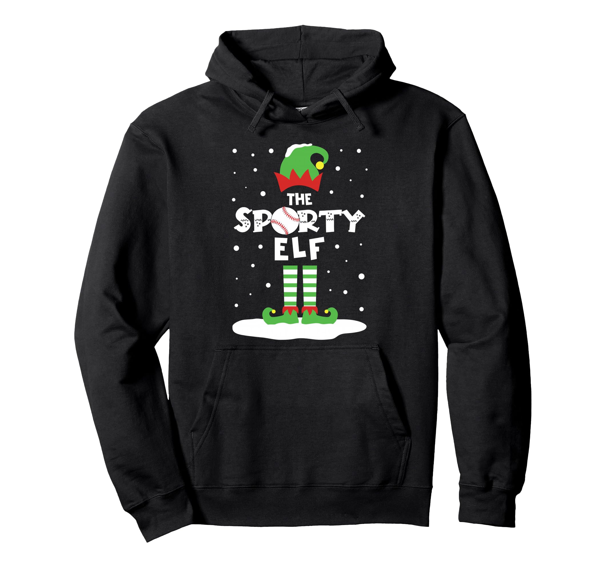Sporty Baseball Elf Matching Family Holiday Hoodie - Unique Graphic Unisex - T-Shirt, Sweatshirt, Hoodie