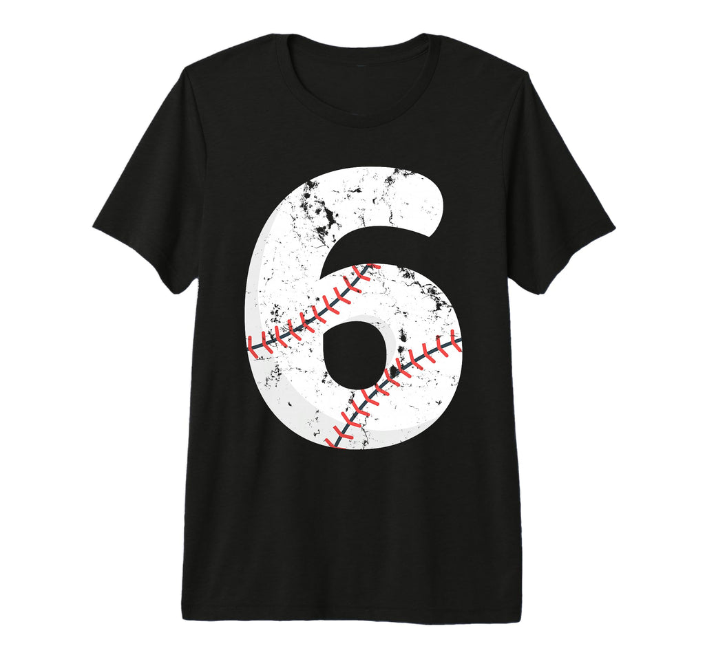 Number 6 Baseball Distressed Team Tri T-Shirt - Fun Novelty Design Unisex - T-Shirt, Sweatshirt, Hoodie
