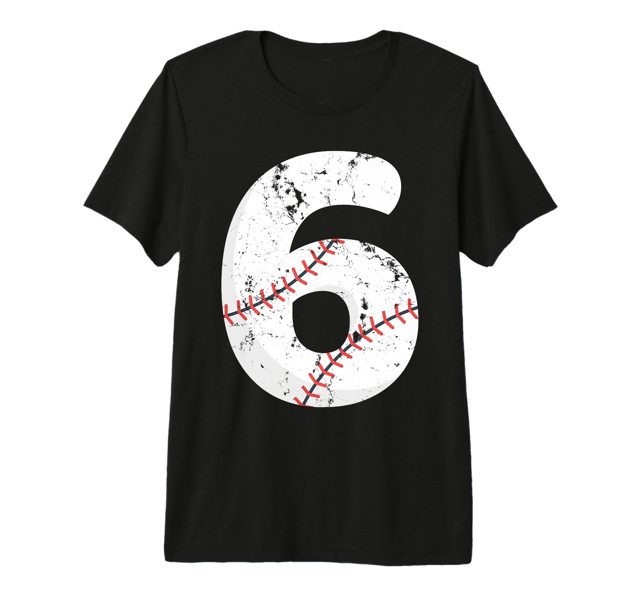 Number 6 Baseball Distressed Team Tri T-Shirt - Fun Novelty Design Unisex - T-Shirt, Sweatshirt, Hoodie