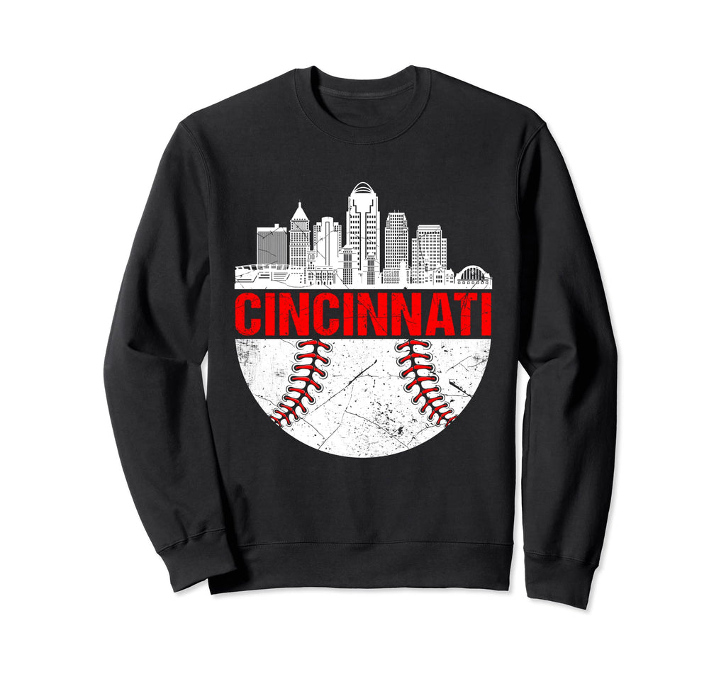 Cincinnati Baseball Distressed Sweatshirt - Fun Novelty Design Unisex - T-Shirt, Sweatshirt, Hoodie
