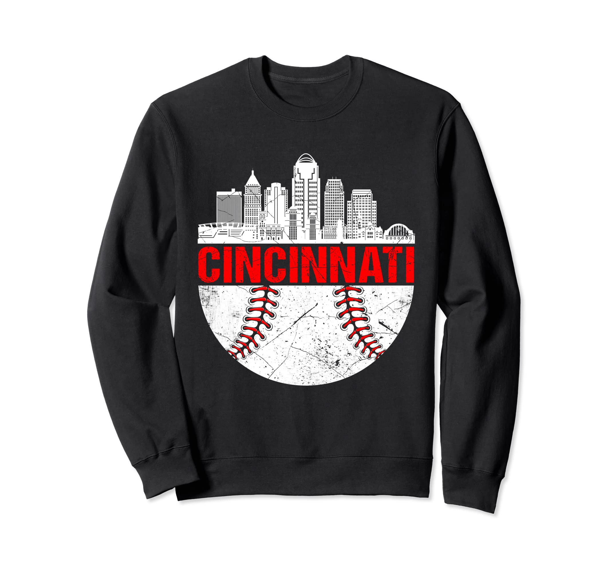 Cincinnati Baseball Distressed Sweatshirt - Fun Novelty Design Unisex - T-Shirt, Sweatshirt, Hoodie
