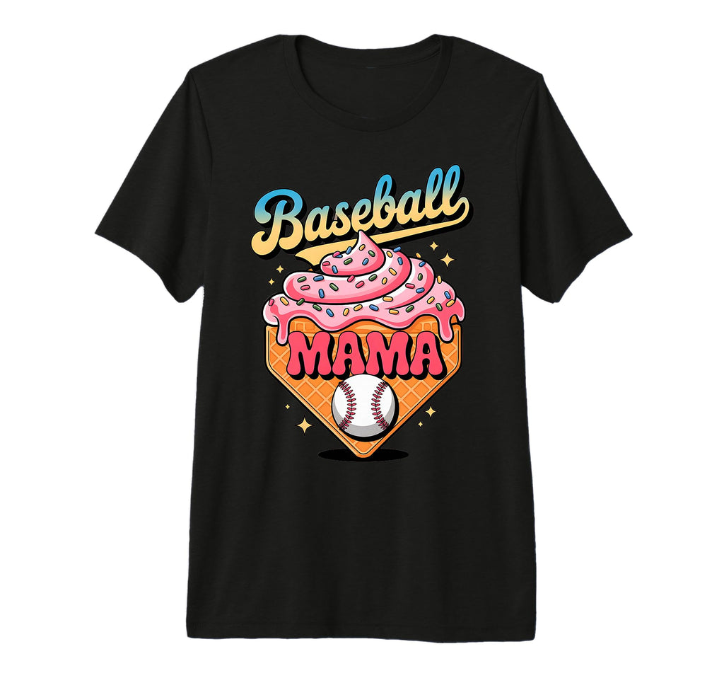 Ice Cream Baseball Mama Sports Mom Tri T-Shirt - Unique Graphic Men Women - T-Shirt, Sweatshirt, Hoodie