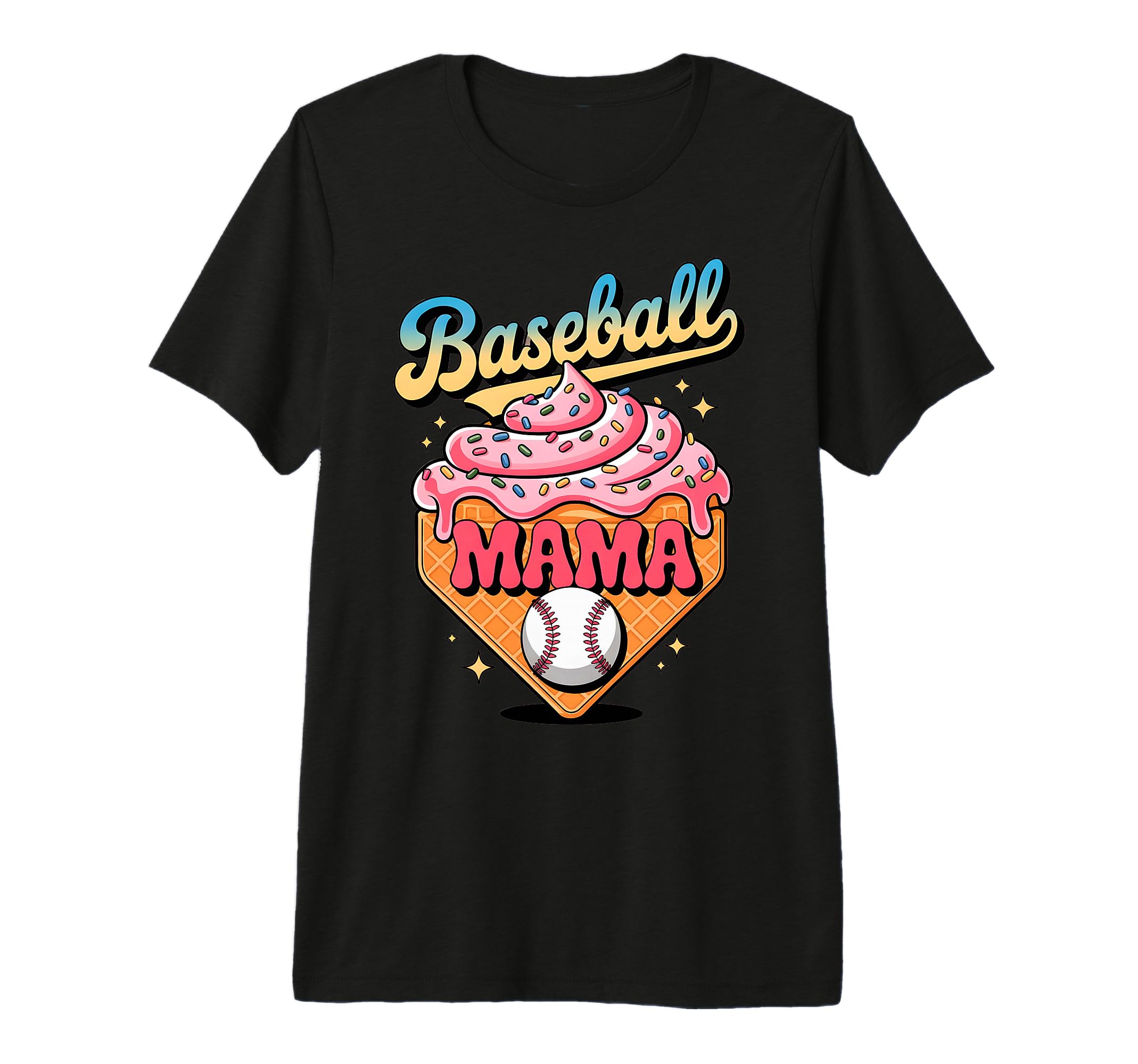Ice Cream Baseball Mama Sports Mom Tri T-Shirt - Unique Graphic Men Women - T-Shirt, Sweatshirt, Hoodie
