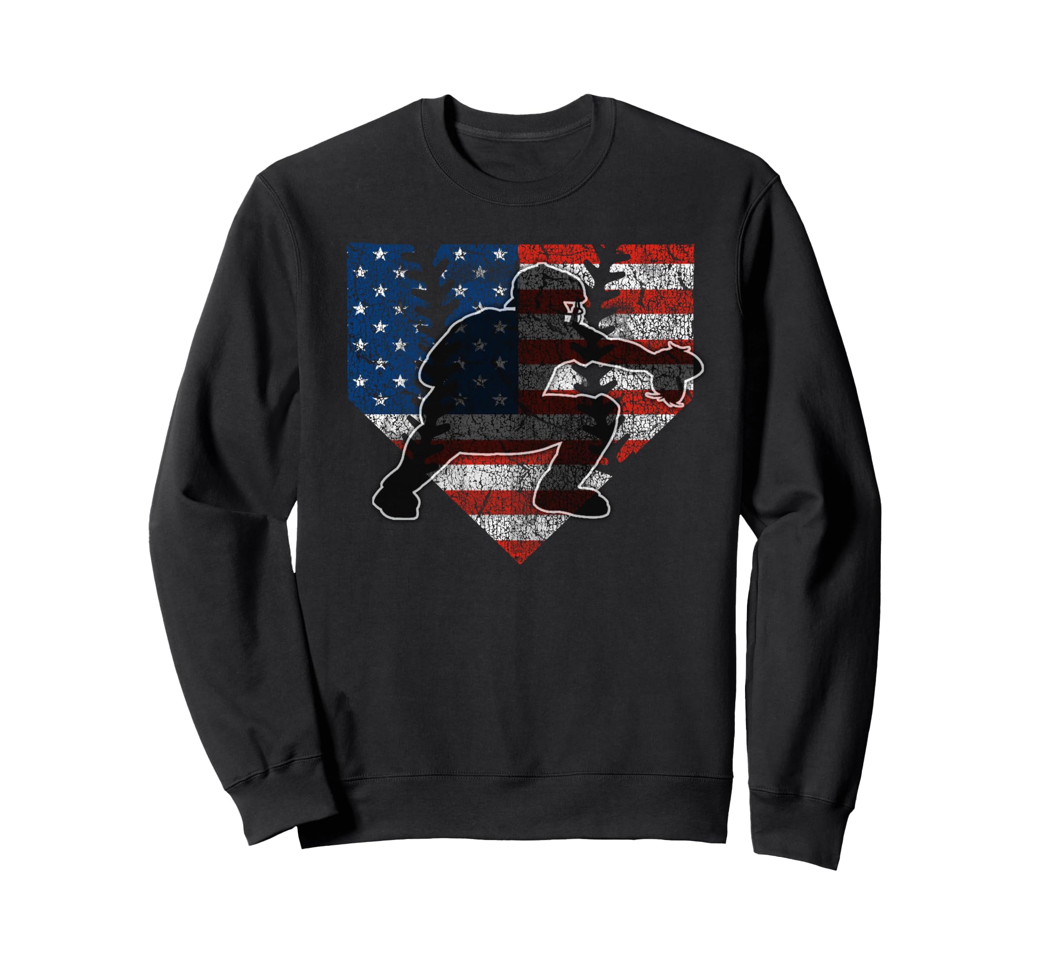 Baseball Catcher American Flag Home Sweatshirt - Streetwear Style Unisex - T-Shirt, Sweatshirt, Hoodie