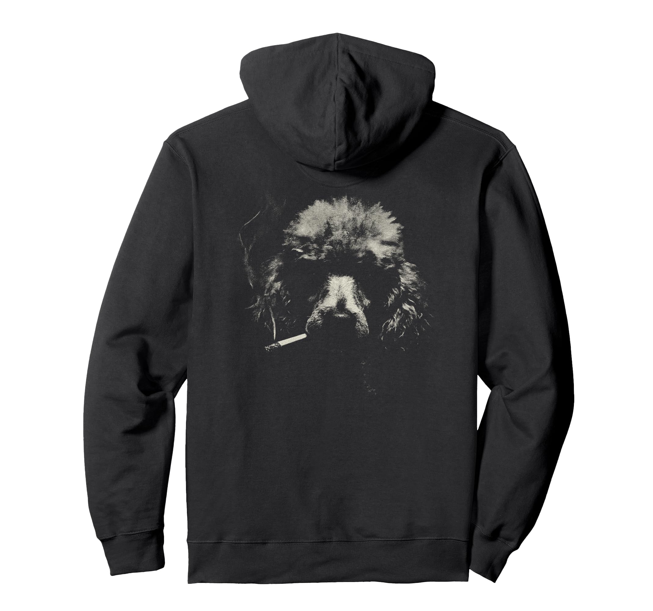 Poodle Smoking Cigarette Grunge Hoodie - Fun Novelty Design for Adults - T-Shirt, Sweatshirt, Hoodie