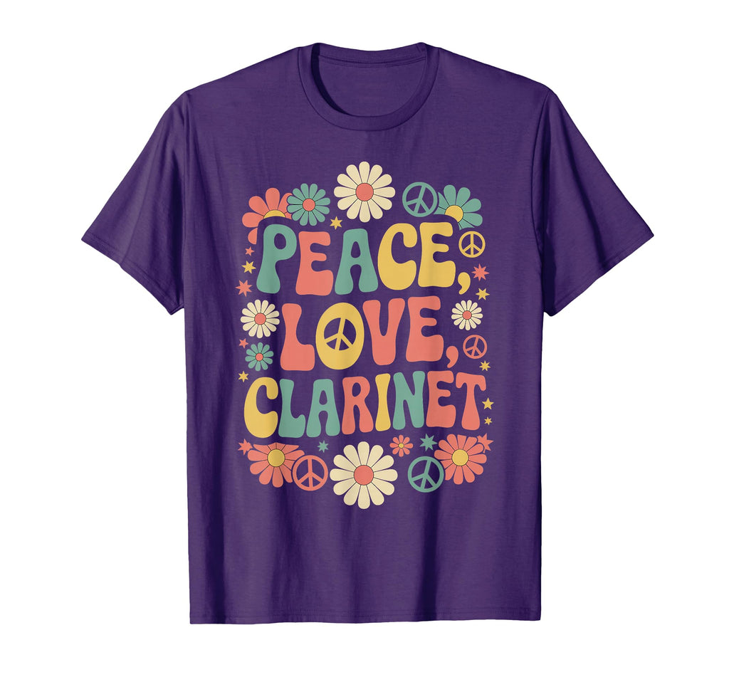60S 70S Hippie Clarinetist Peace Love T-Shirt - Unique Graphic Men Women - T-Shirt, Sweatshirt, Hoodie