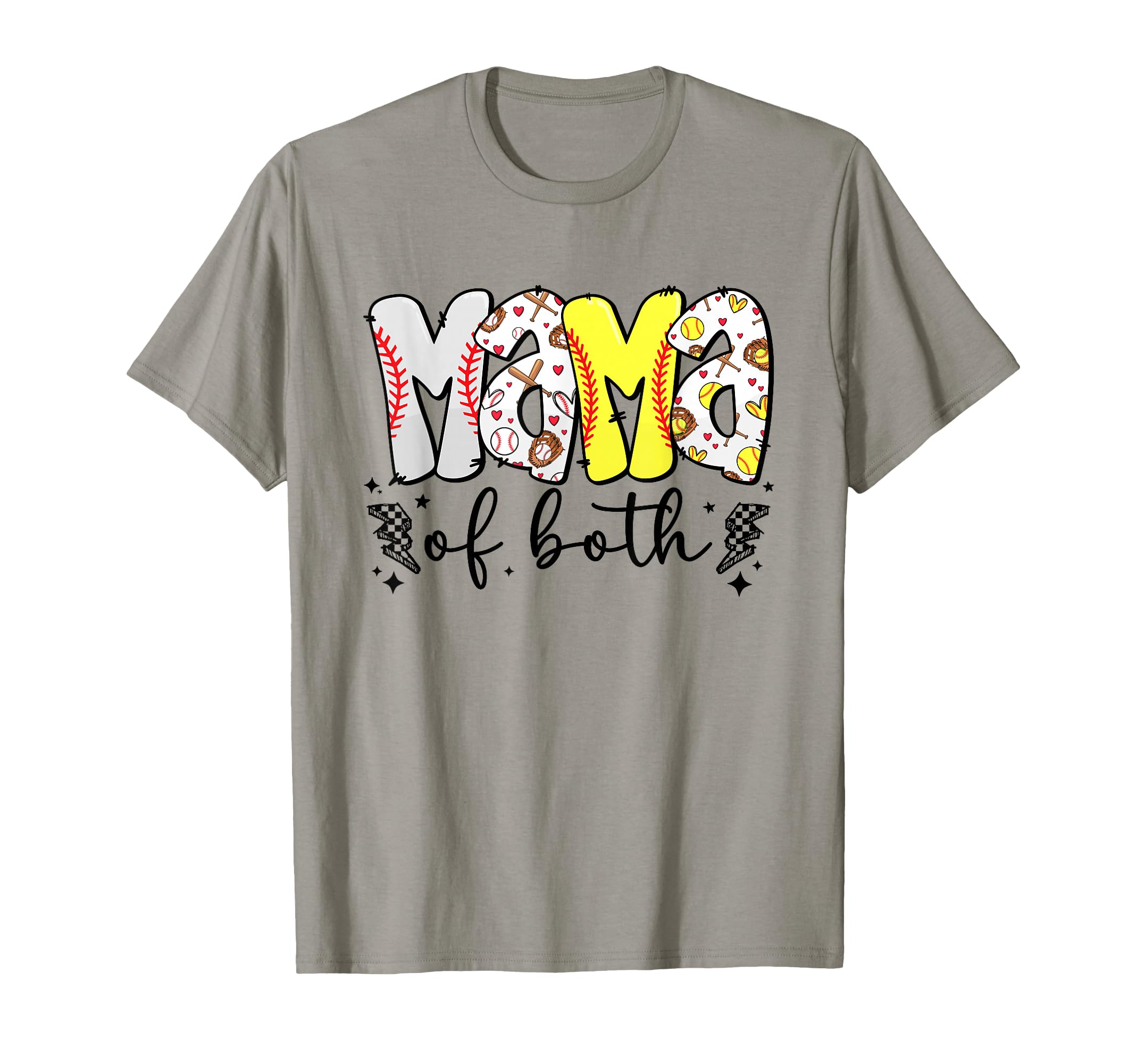 Mama Both Baseball Softball Mama Mothers T-Shirt - Trendy Graphic Unisex - T-Shirt, Sweatshirt, Hoodie