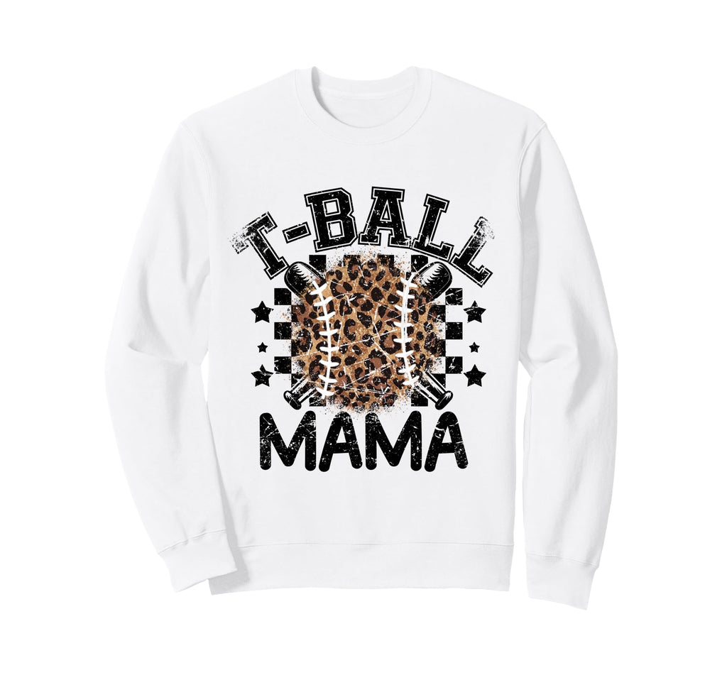 T Ball Teeball Mama Leopard Sweatshirt - Minimalist Print for Adults - T-Shirt, Sweatshirt, Hoodie