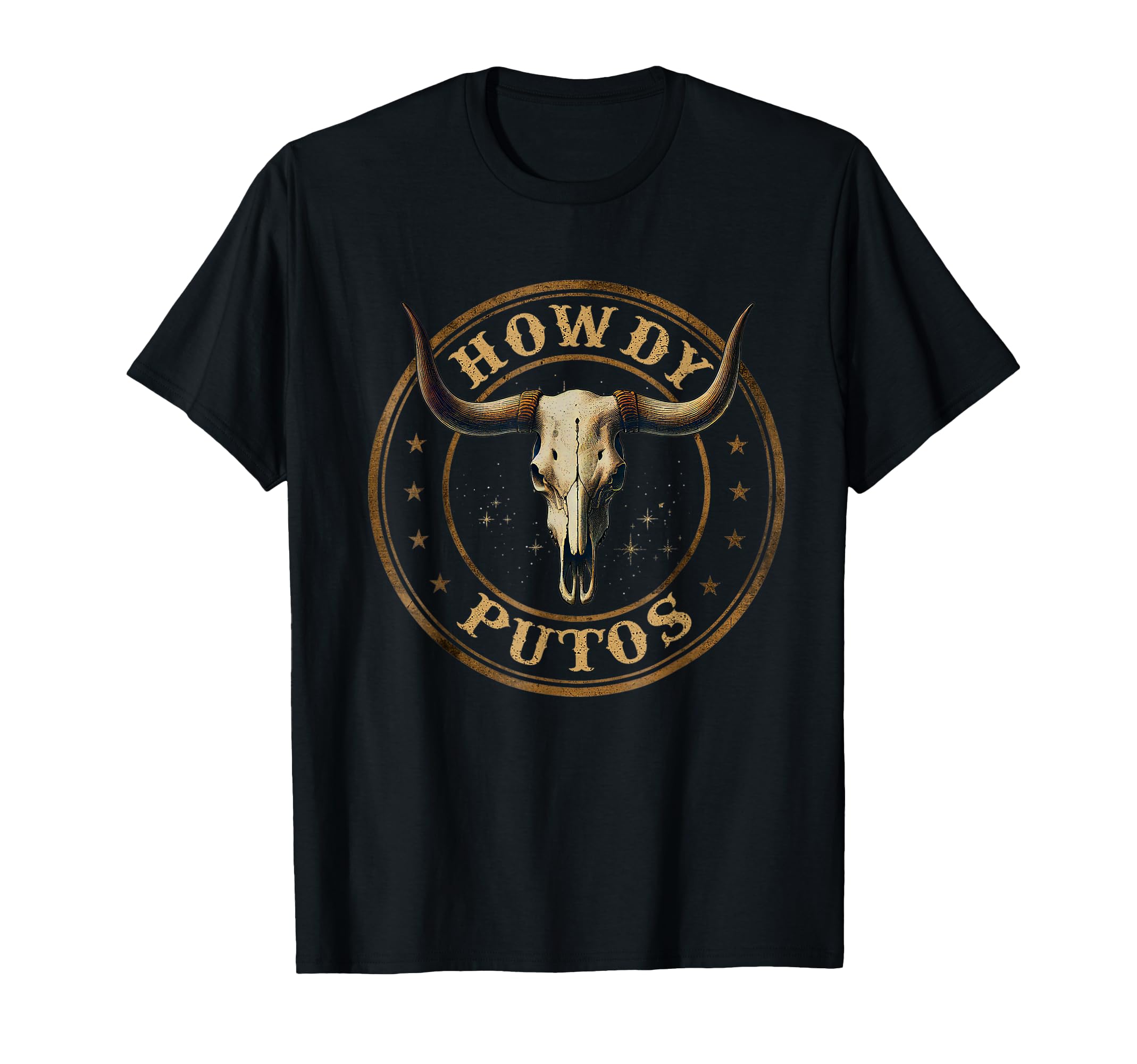 Howdy Putos Western Cowboy Bull Skull T-Shirt - Custom Art Print Men Women - T-Shirt, Sweatshirt, Hoodie