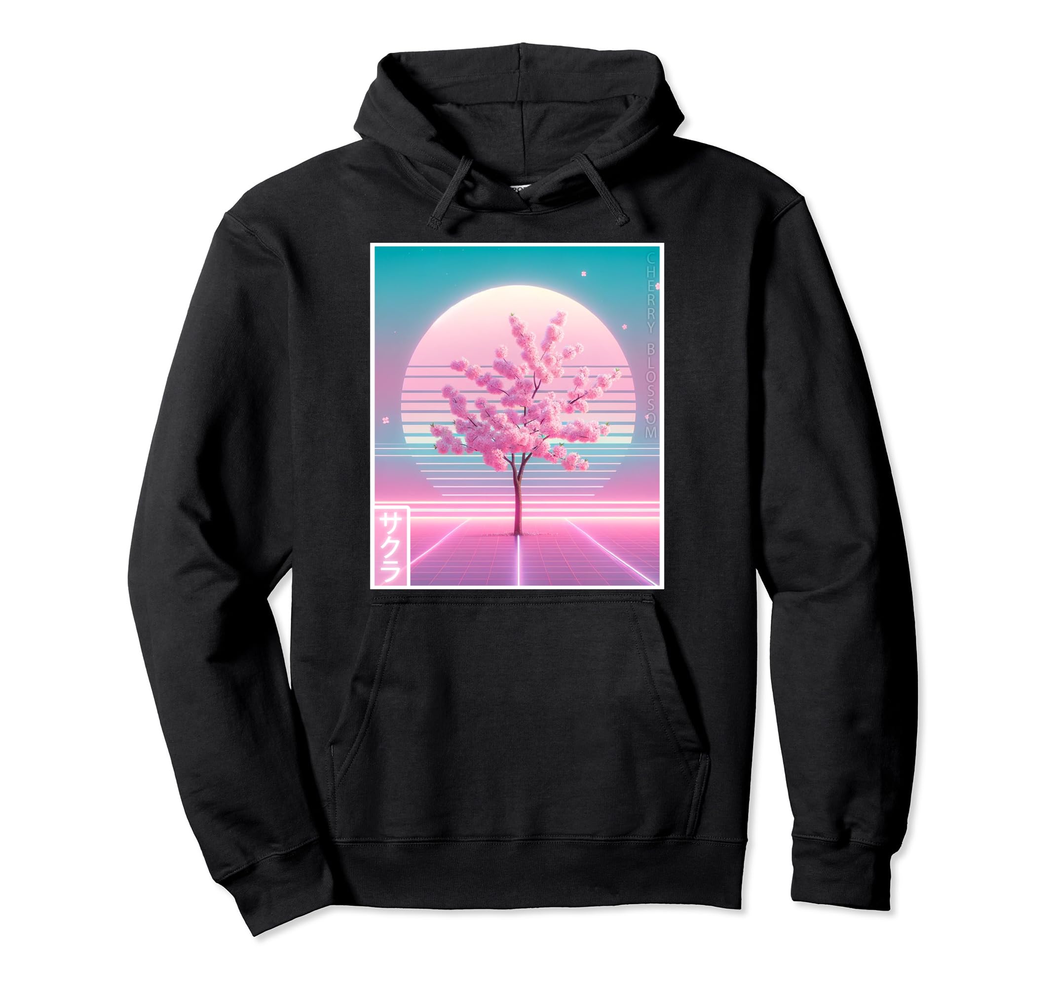 Cherry Blossom Sakura Vaporwave Hoodie - Casual Everyday Wear Men Women - T-Shirt, Sweatshirt, Hoodie