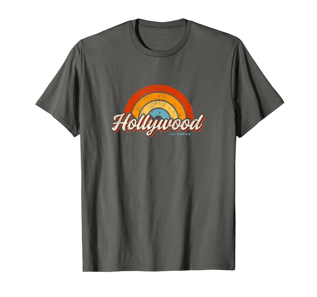 Hollywood California Ca Rainbow 70S T-Shirt - Minimalist Print Men Women - T-Shirt, Sweatshirt, Hoodie