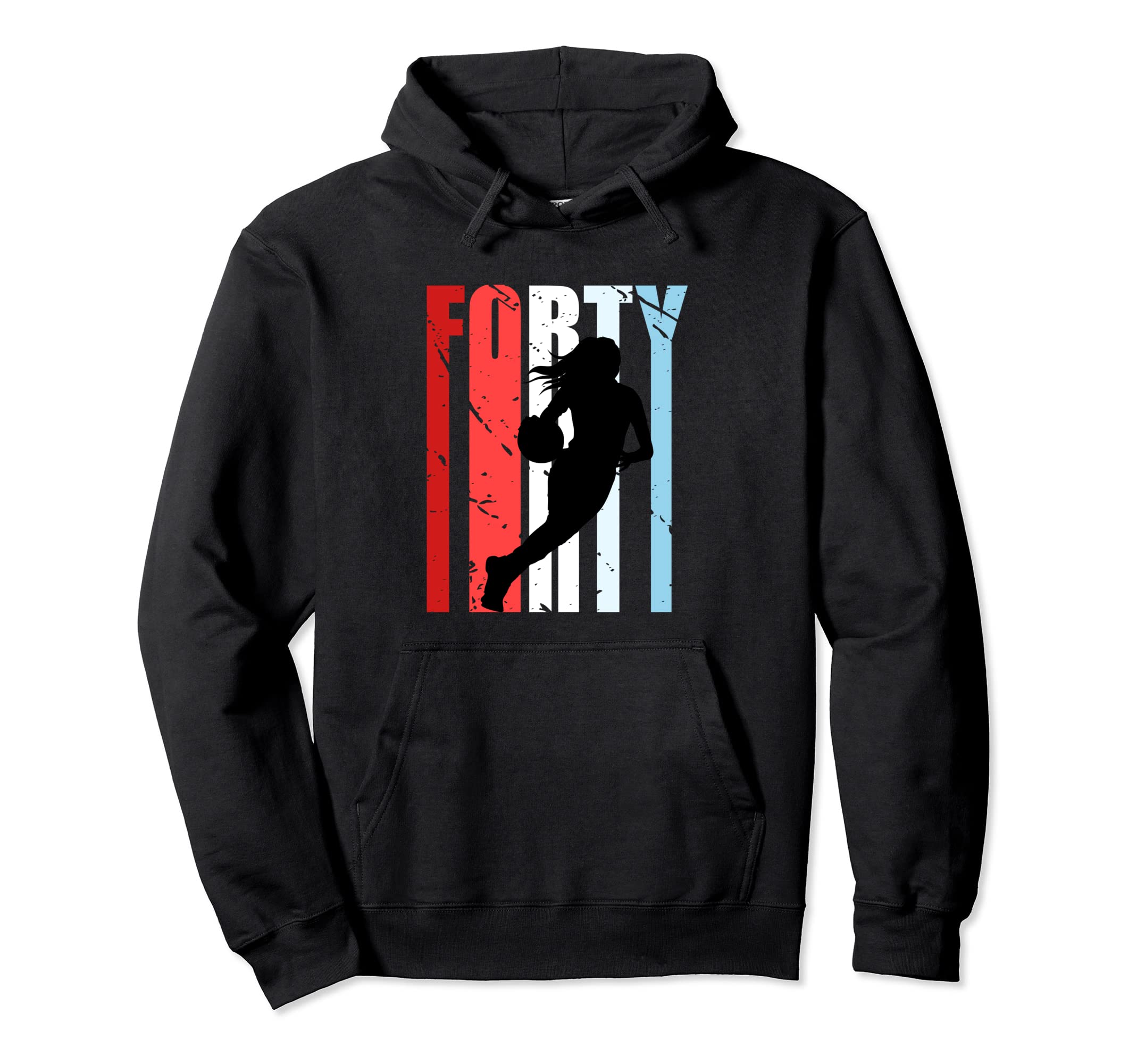 40Th Basketball Birthday Womens Distressed Hoodie - Graphic Print Men Women - T-Shirt, Sweatshirt, Hoodie
