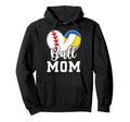 Ball Mom Heart Baseball Volleyball Mom Hoodie - Casual Everyday Wear Unisex - T-Shirt, Sweatshirt, Hoodie