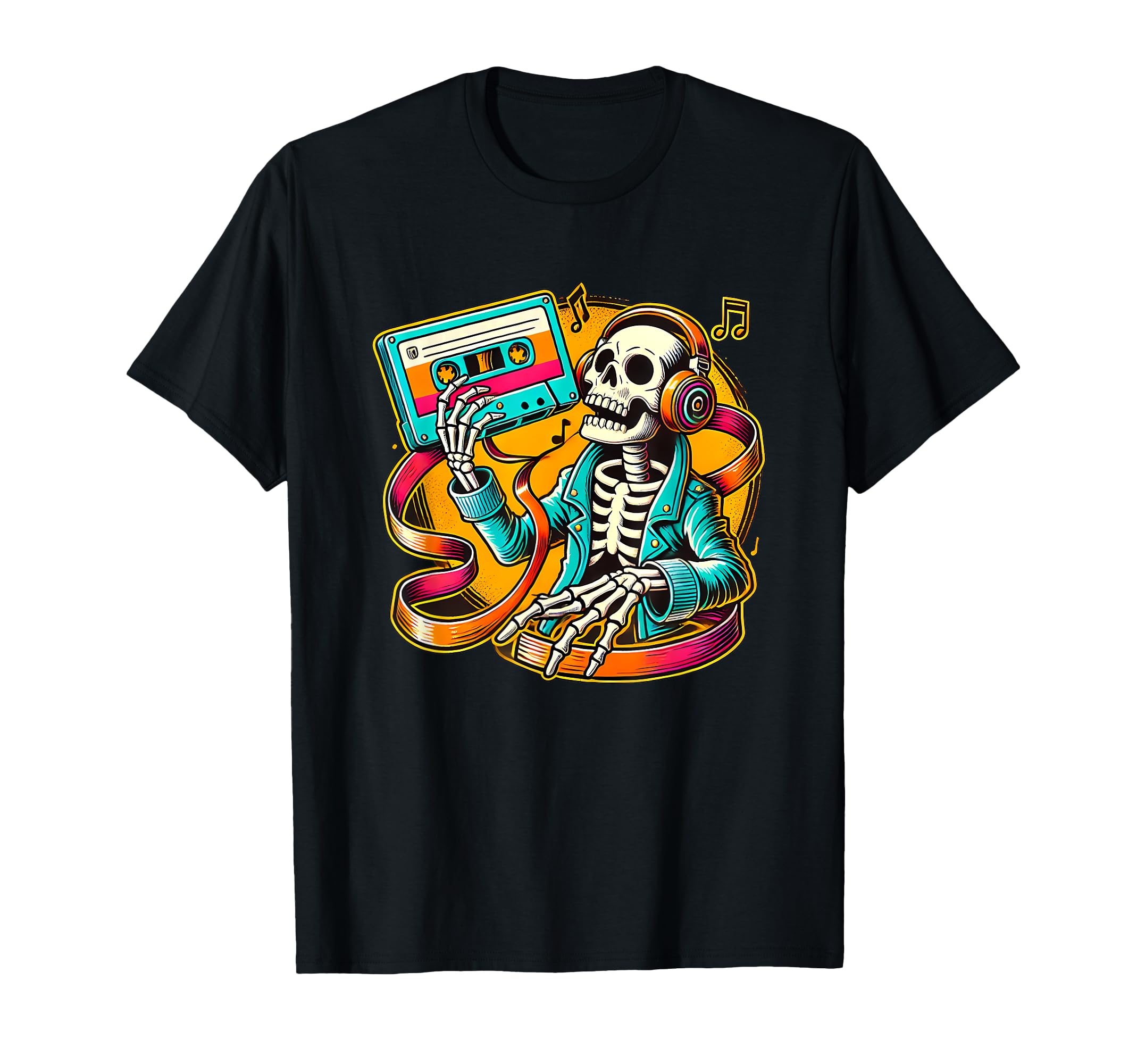 Halloween Skeleton Cassette Tape T-Shirt - Novelty Apparel for Adults - T-Shirt, Sweatshirt, Hoodie