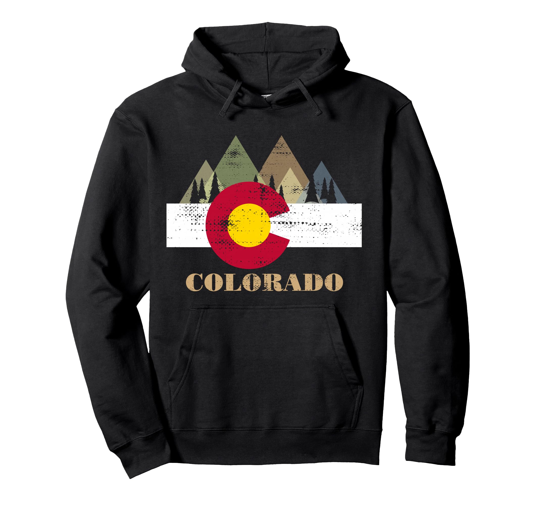 Distressed Colorado Flag Hoodie - Custom Art Print Men Women - T-Shirt, Sweatshirt, Hoodie
