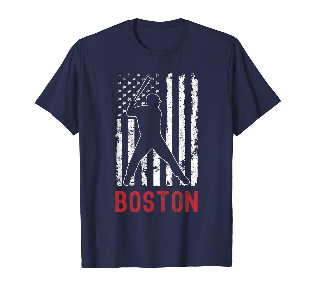Boston Massachusetts American Flag T-Shirt - Fun Novelty Design Unisex - T-Shirt, Sweatshirt, Hoodie