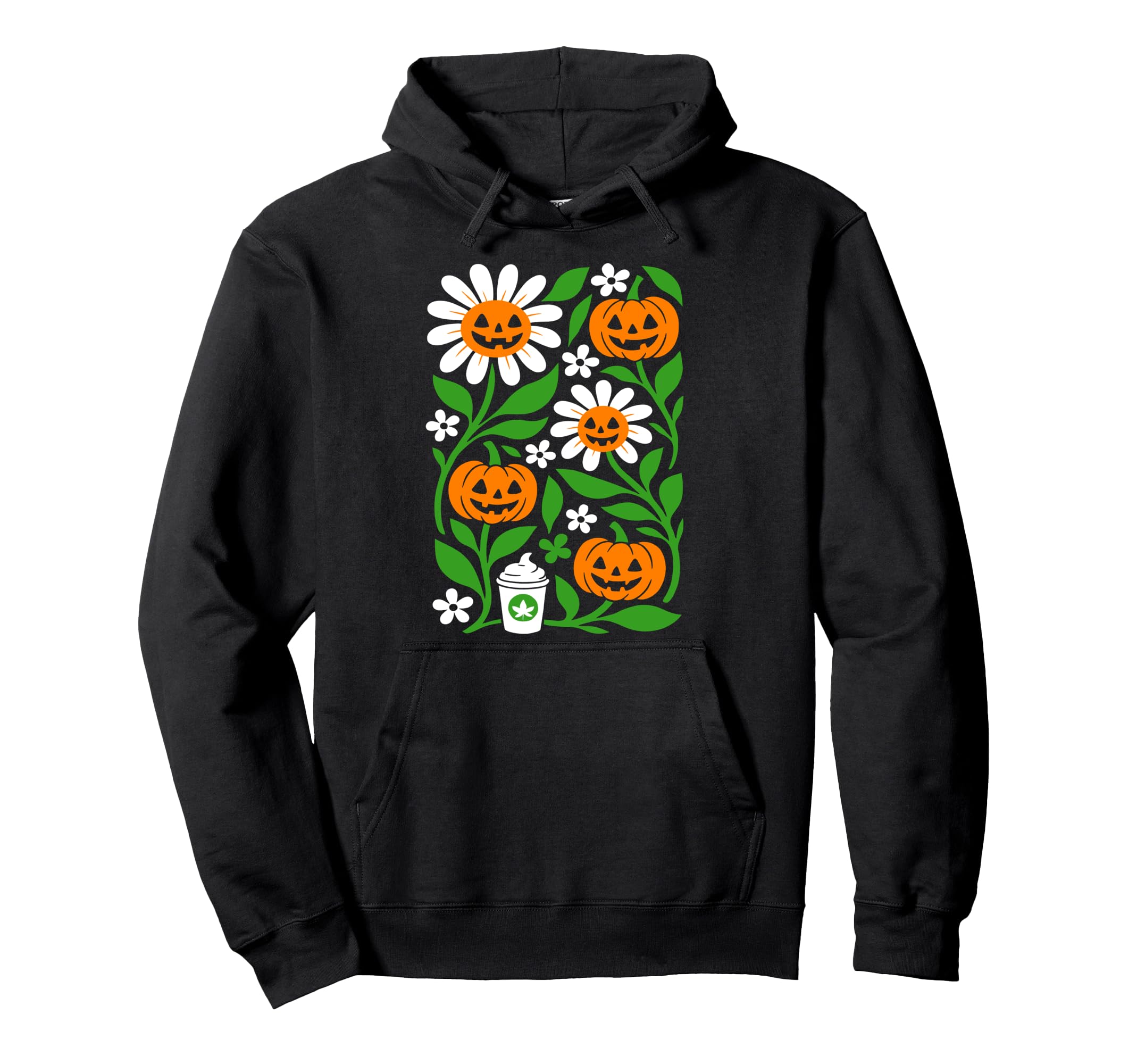 Halloween Boho Flower Pumpkins Botanical Hoodie - Graphic Print for Adults - T-Shirt, Sweatshirt, Hoodie