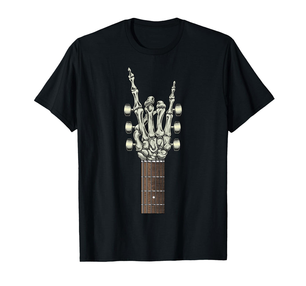 Rock Skeleton Hand Guitar Gifts Rock T-Shirt - Minimalist Print Men Women - T-Shirt, Sweatshirt, Hoodie