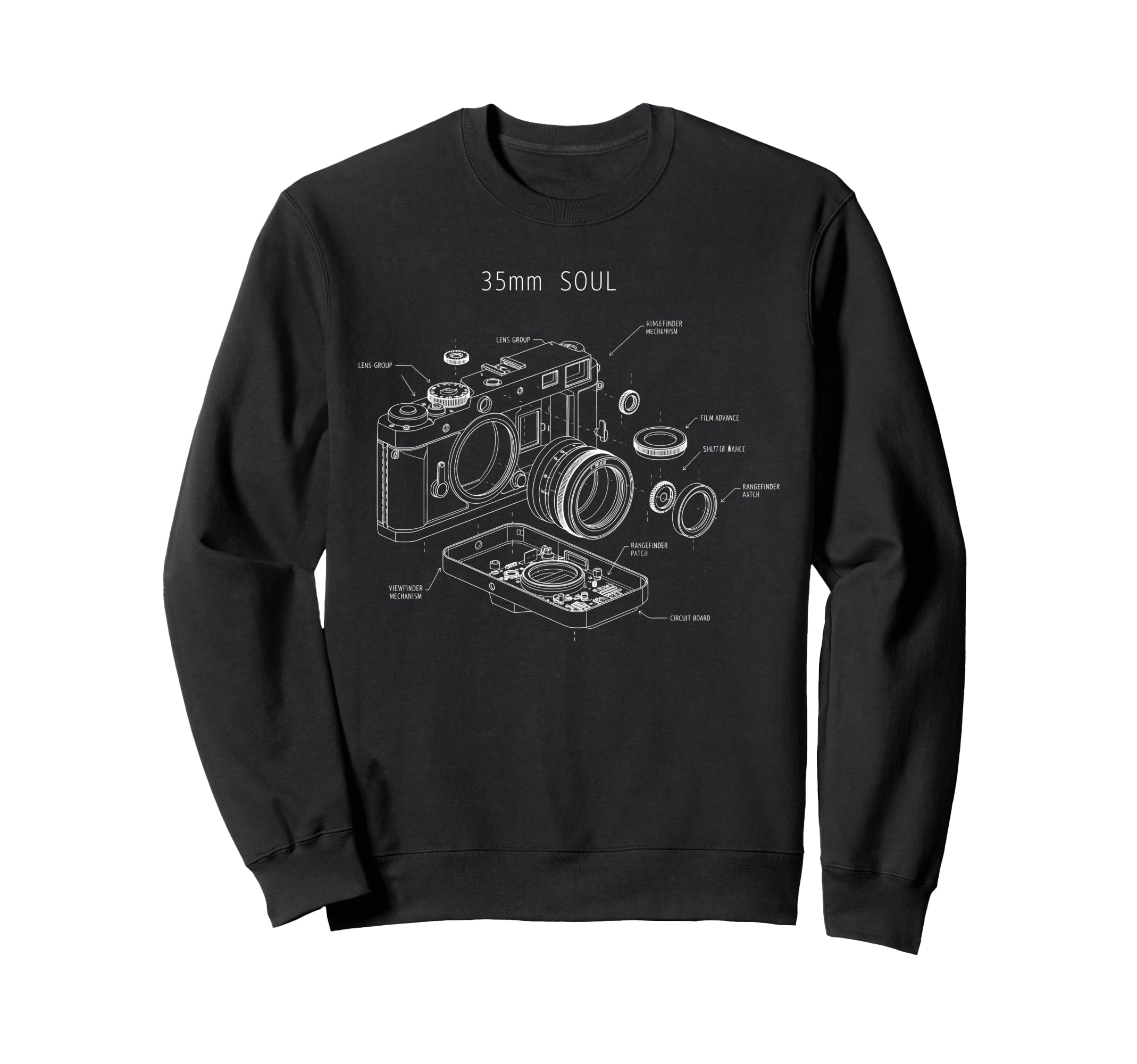 Film Camera Exploded View 35Mm Soul Sweatshirt - Novelty Apparel for Adults - T-Shirt, Sweatshirt, Hoodie