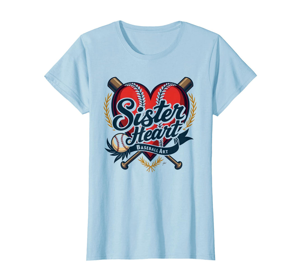 Sister Heart Baseball Art T-Shirt - Aesthetic Graphic for Adults - T-Shirt, Sweatshirt, Hoodie