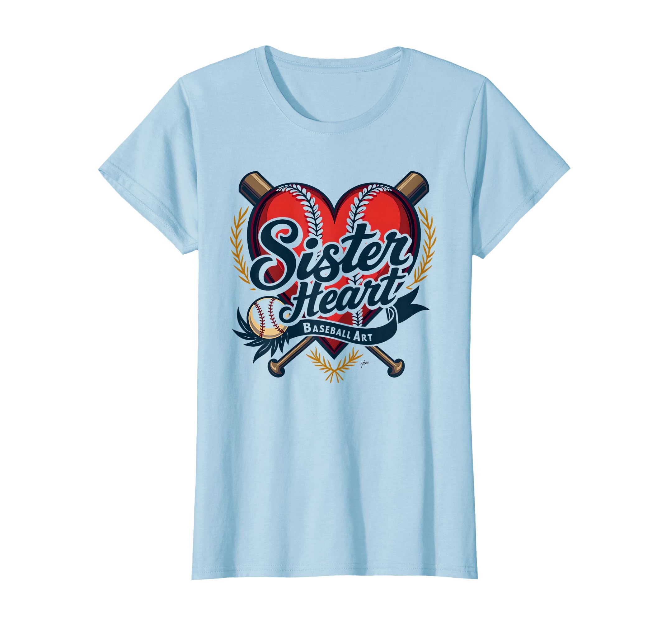 Sister Heart Baseball Art T-Shirt - Aesthetic Graphic for Adults - T-Shirt, Sweatshirt, Hoodie