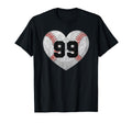 Baseball Number 99 Distressed Heart T-Shirt - Graphic Print for Adults - T-Shirt, Sweatshirt, Hoodie
