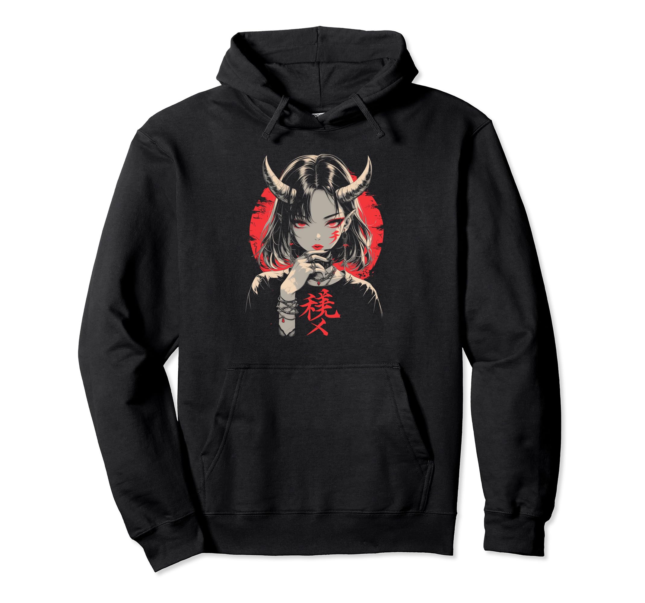 Goth Grunge Demon Anime Waifu Horror Hoodie - Aesthetic Graphic Men Women - T-Shirt, Sweatshirt, Hoodie