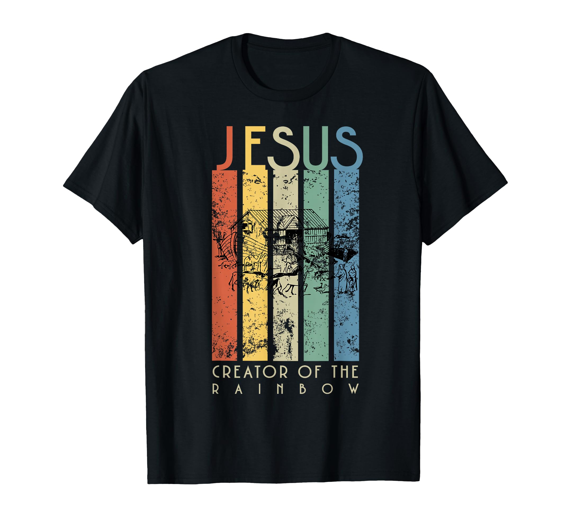 Jesus Creator Rainbow Noah And Ark T-Shirt - Minimalist Print for Adults - T-Shirt, Sweatshirt, Hoodie