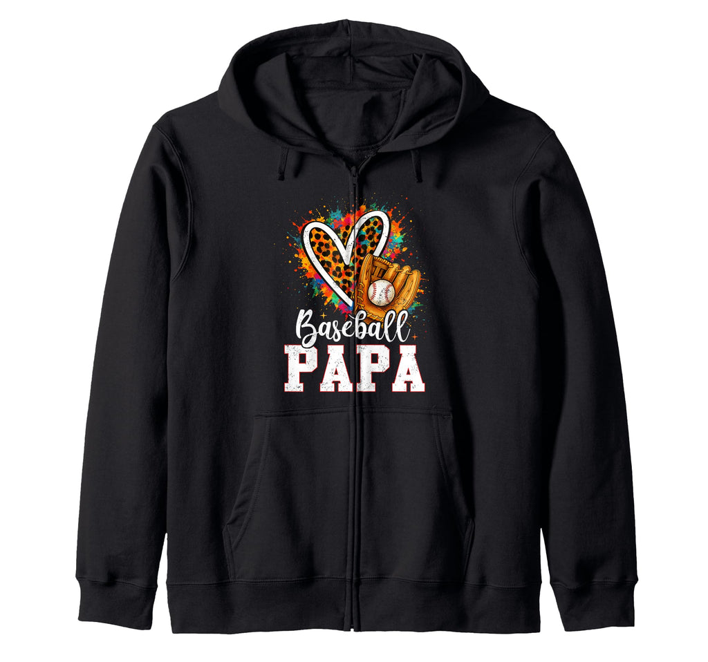 My Favorite Baseball Dad Leopard Heart Hoodie - Minimalist Print for Adults - T-Shirt, Sweatshirt, Hoodie